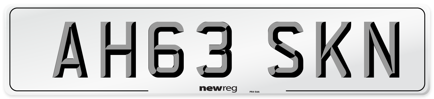 AH63 SKN Number Plate from New Reg
